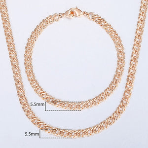 Davieslee 585 Rose Gold Jewelry Set For Women Braided Foxtail Link Chain Necklace Bracelet Set Wholesale Jewelry 2021 Gift LCSS1