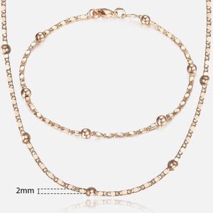Davieslee 585 Rose Gold Jewelry Set For Women Braided Foxtail Link Chain Necklace Bracelet Set Wholesale Jewelry 2021 Gift LCSS1