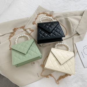 Popular Simple Female Daily Bag Casual Totes Bags Women Solid PU Crossbody Pearl Handle Female Shoulder Handbags