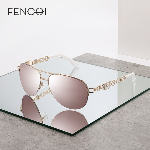 FENCHI Pink Sunglasses Women 2021 Pilot Vintage Female Sun Gasses UV 400 White Shades Zonnebril Dames Oculos Feminino De Sol