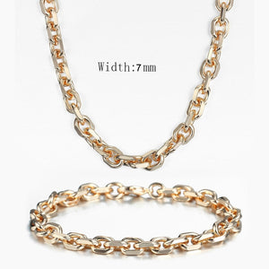 Davieslee 585 Rose Gold Jewelry Set For Women Braided Foxtail Link Chain Necklace Bracelet Set Wholesale Jewelry 2021 Gift LCSS1
