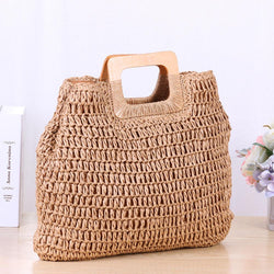 Handbag Vintage Bohemian Straw Bag for Women Summer Large Capacity Storage Beach Handbag Rattan Handmade Kintted Travel Bags