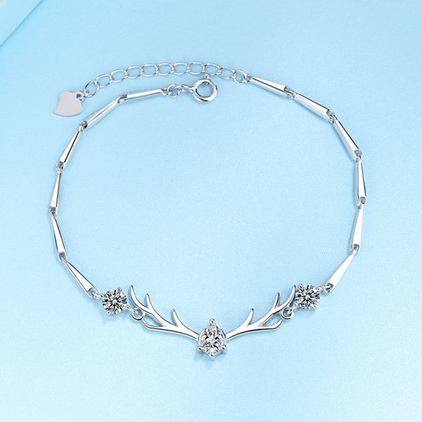 HIYONG Sterling 925 Silver Bracelet, Deer Color Stone Bracelet Christmas Bracelets High Quality Women Gift Jewelry Dropshipping