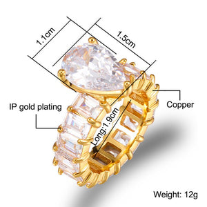 US7 2020 New Heart Rings For Women Men High Quality Copper Gold Silver Color Iced Out Cubic Zirconia Ring Hip Hop Jewelry Gift